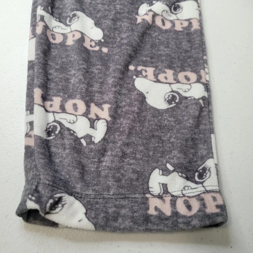 Peanuts Snoopy Nope Pajama Pants Girls Large 12-14 Gray Pink Sleepwear LZ40916SG